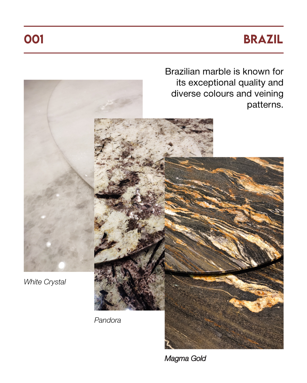 Marblelous customise Marble Dining Tables - Brazil - Brazilian marble is known for its exceptional quality an diverse colours and veining patterns