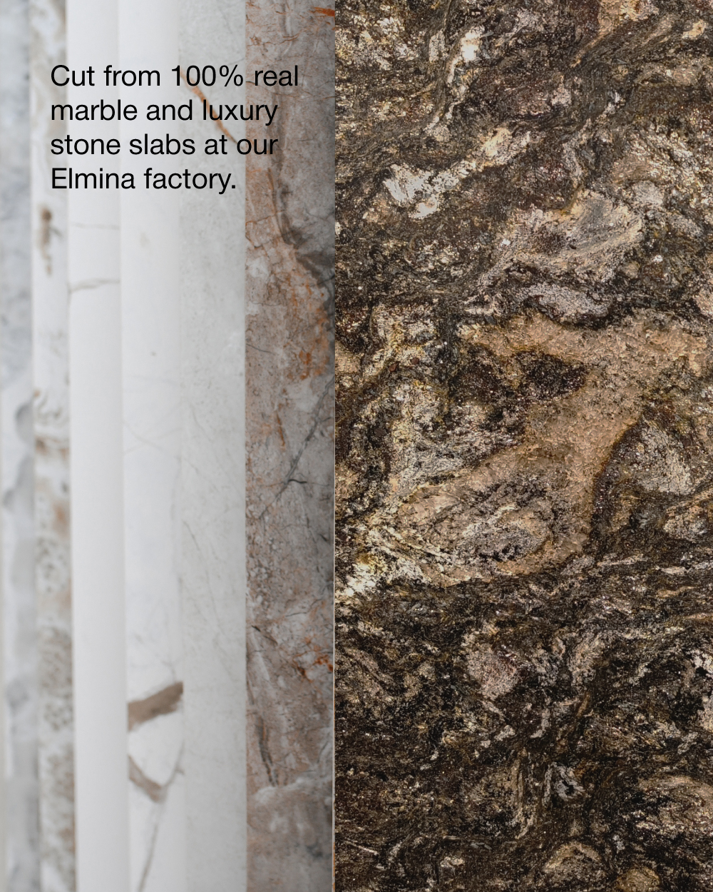 Marblelous customise Marble Dining Tables - cut from 100% real marble and luxury stone slabs at our elmina factory