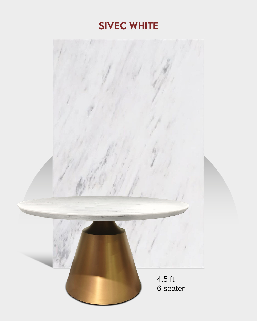 Marblelous customise Marble Dining Tables - 4.5 ft, 6 seater | Sivec White