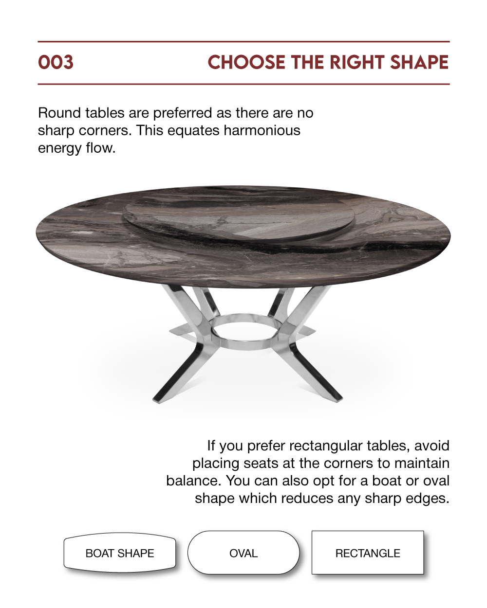 Marblelous customise Marble Dining Tables - Feng Shui Tips | 風水 - Choose the right shape